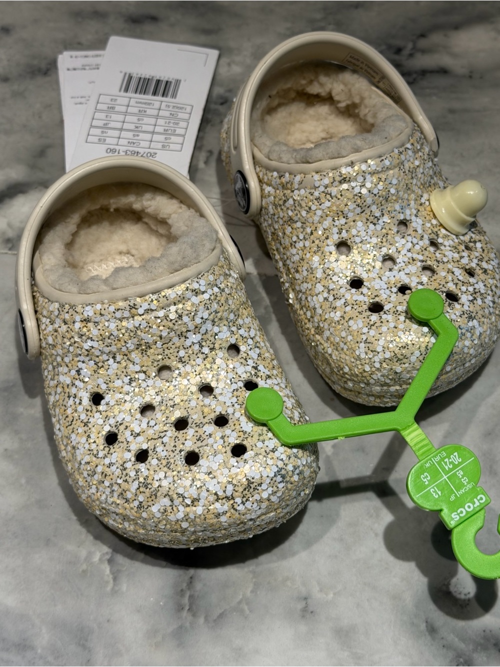 CROCS Kids' Lined Glitter Clog - White/Gold